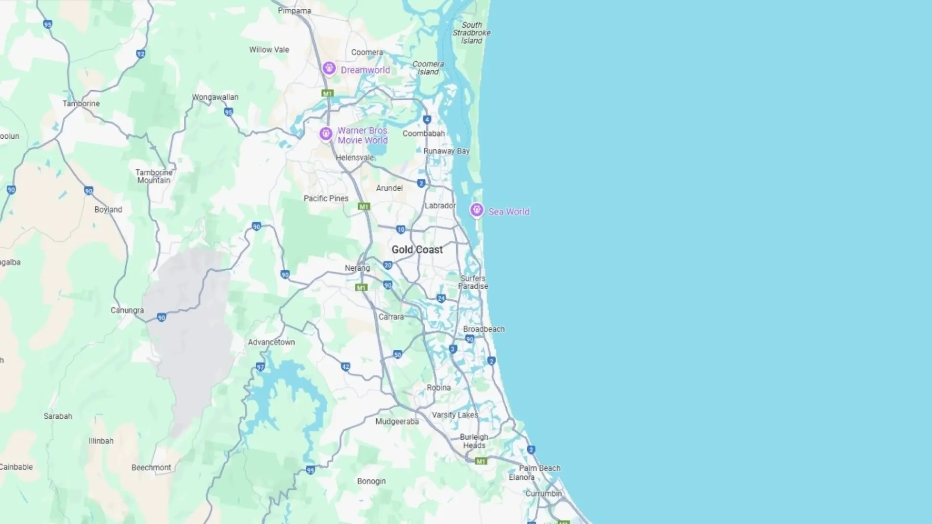 Map of Gold Coast Queensland Australia
